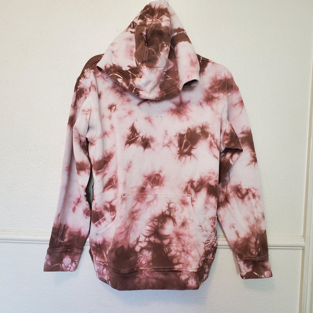 Lululemon All Yours Hoodie Brown Prink White Tie Dye Cotton Pullover Size 8